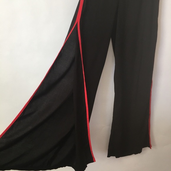 Forever 21 Sz small wide leg split pants women black red - Picture 1 of 7